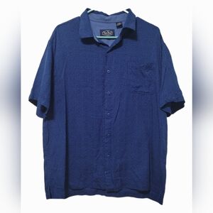Nat Nast Men's Button-down Blue Short Sleeve Silk Blend Shirt